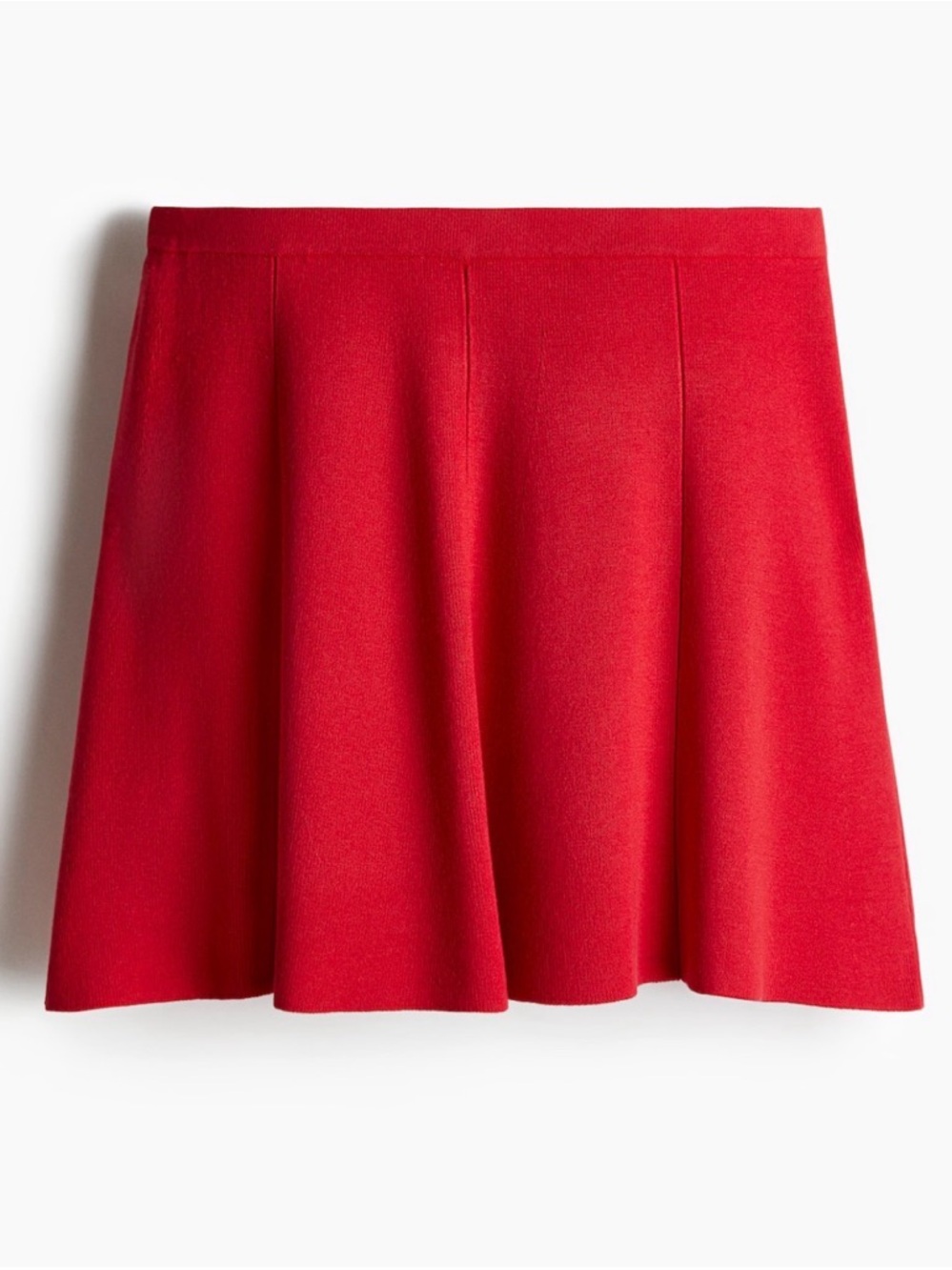 H&M Red Flared Fine-Knit Mini Skirt